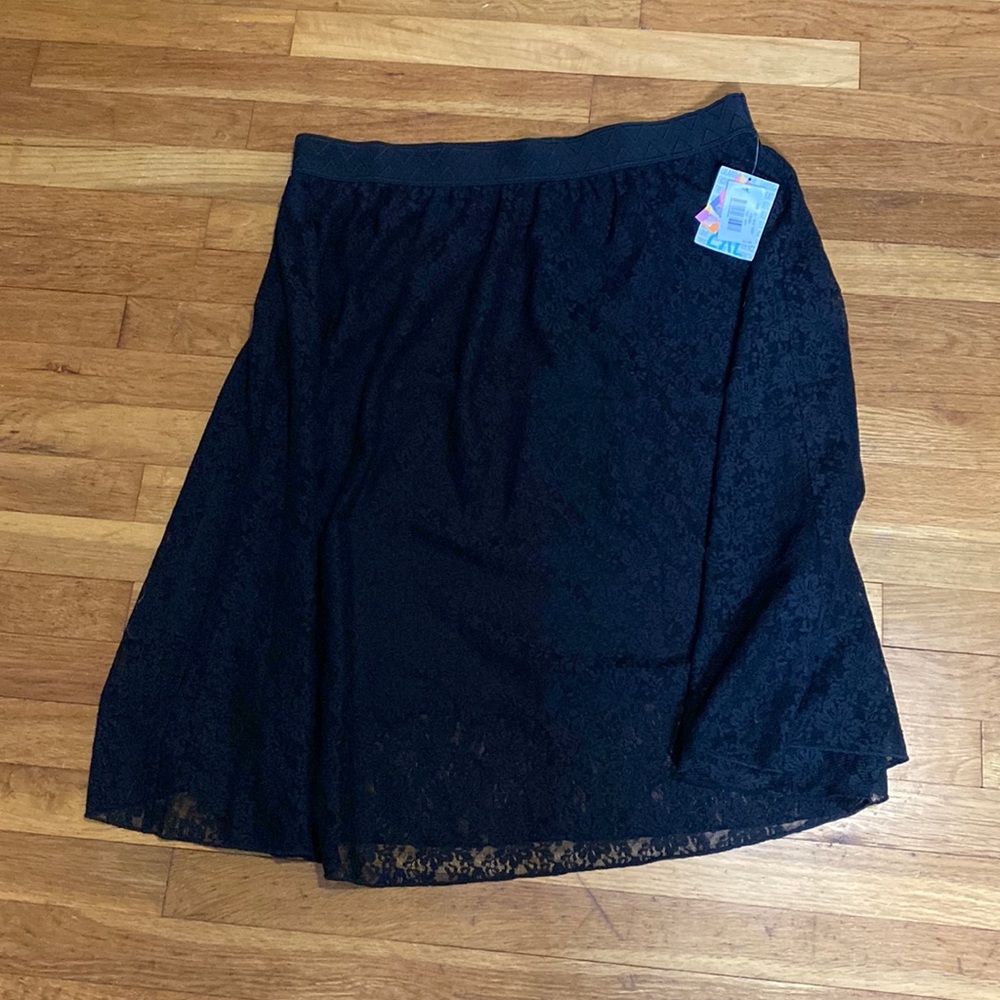Black lace knee length skirt